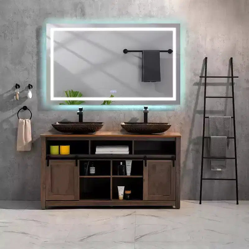 Acekool 72x30 Inch Bathroom Wall Mirrors with 3 Color Lights Rectangle Wall Vanity Mirror, Frameless LED Single Bathroom Vanity Mirror, White