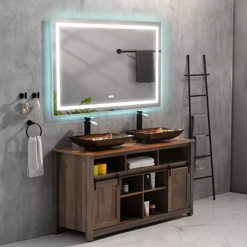 Acekool 72x30 Inch Bathroom Wall Mirrors with 3 Color Lights Rectangle Wall Vanity Mirror, Frameless LED Single Bathroom Vanity Mirror, White