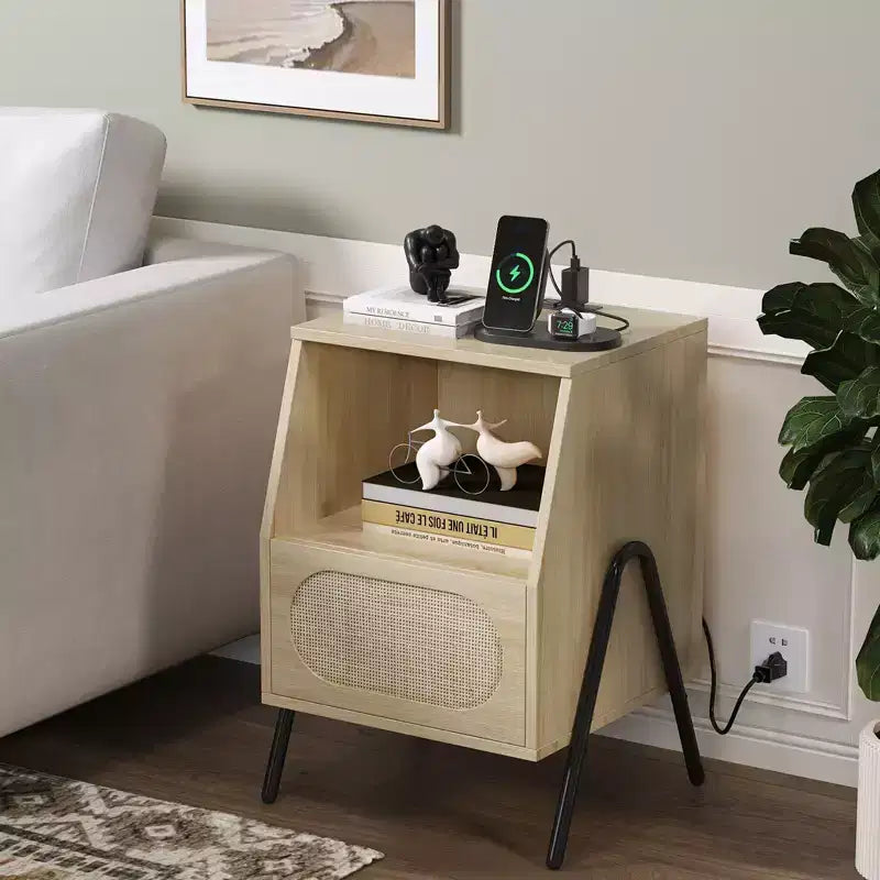 Karl Home 1-Drawer Natural Particle Board 17.32in. W Nightstands
