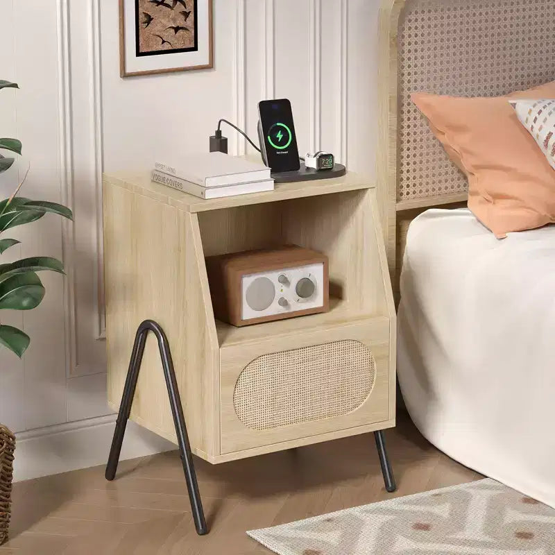 Karl Home 1-Drawer Natural Particle Board 17.32in. W Nightstands