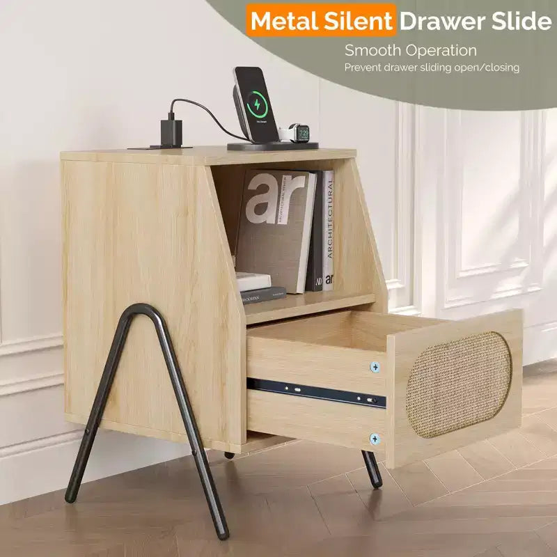 Karl Home 1-Drawer Natural Particle Board 17.32in. W Nightstands