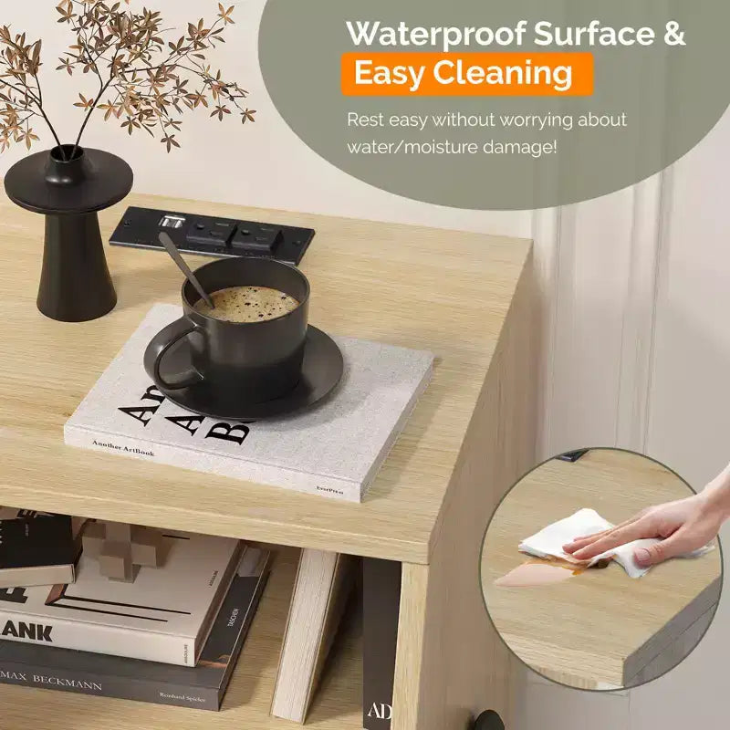 Karl Home 1-Drawer Natural Particle Board 17.32in. W Nightstands