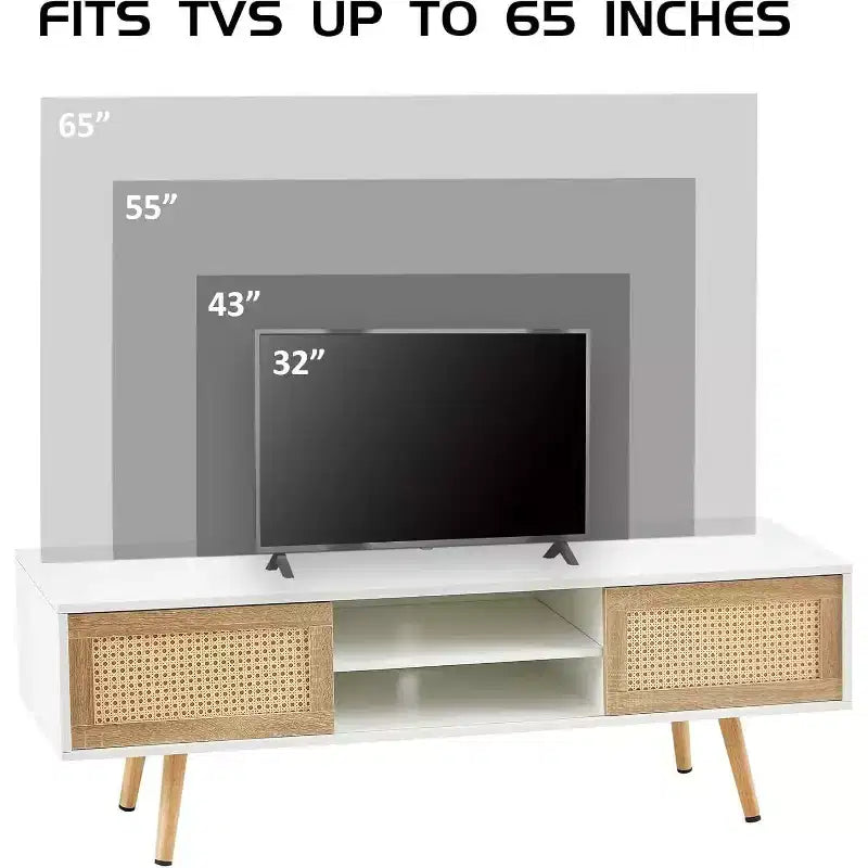 Acekool Modern TV Stand for Living Room, Adjustable Shelves, Sturdy Wood Table Legs, Entertainment Center for TVs, Easy Assembly