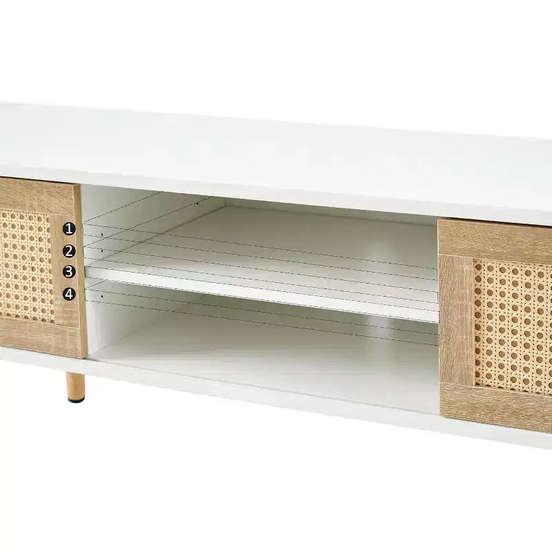 Acekool Modern TV Stand for Living Room, Adjustable Shelves, Sturdy Wood Table Legs, Entertainment Center for TVs, Easy Assembly