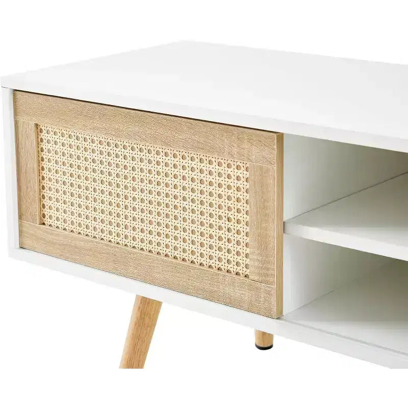Acekool Modern TV Stand for Living Room, Adjustable Shelves, Sturdy Wood Table Legs, Entertainment Center for TVs, Easy Assembly