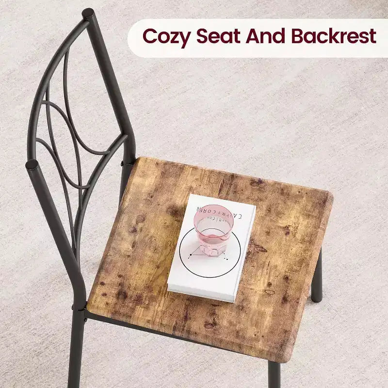 3-Piece Square Dining Set for 2 - Table & Upholstered Chairs for Small Spaces