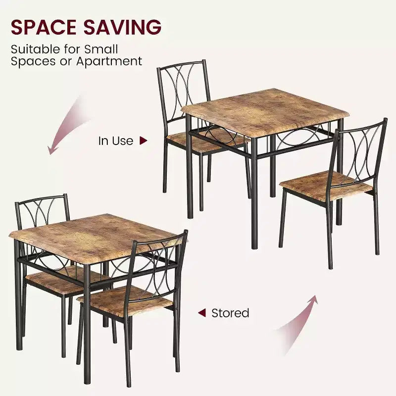 3-Piece Square Dining Set for 2 - Table & Upholstered Chairs for Small Spaces
