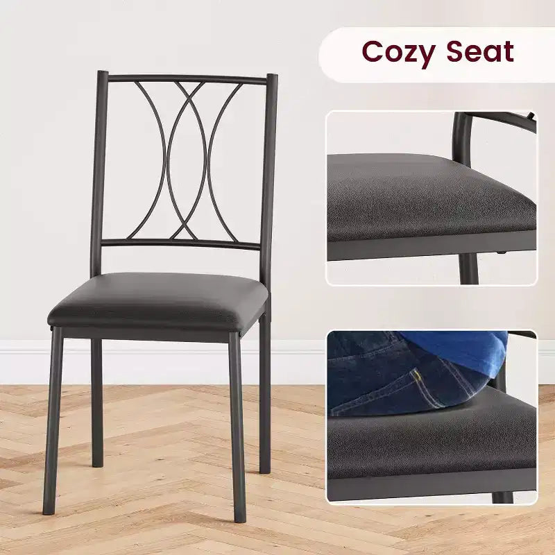 3-Piece Square Dining Set for 2 - Table & Upholstered Chairs for Small Spaces