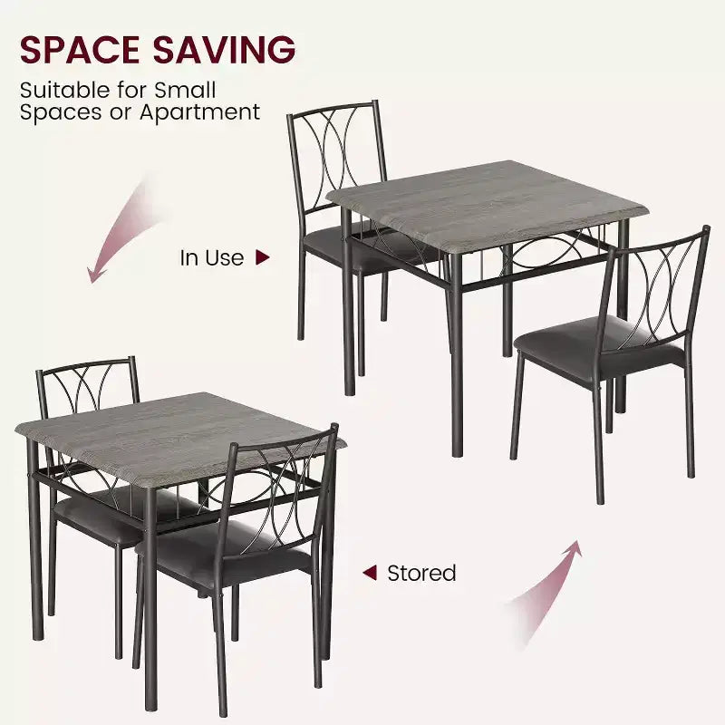 3-Piece Square Dining Set for 2 - Table & Upholstered Chairs for Small Spaces