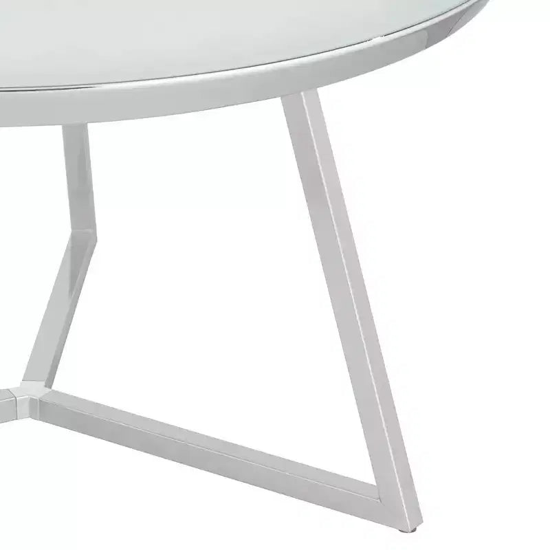 Studio 55D Luciana Modern Chrome Metal Round Coffee Table 29 3/4 Wide Silver White Glass Tabletop for Living Room Bedroom Bedside
