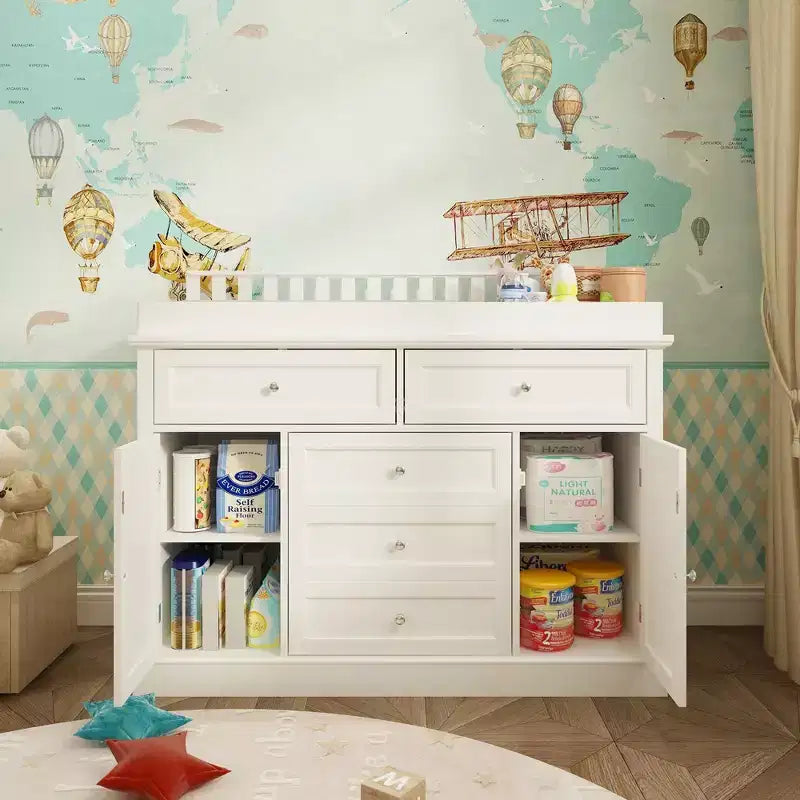 Famapy Baby Changing Table Chest of Drawers Edge Protection Top Upholstery