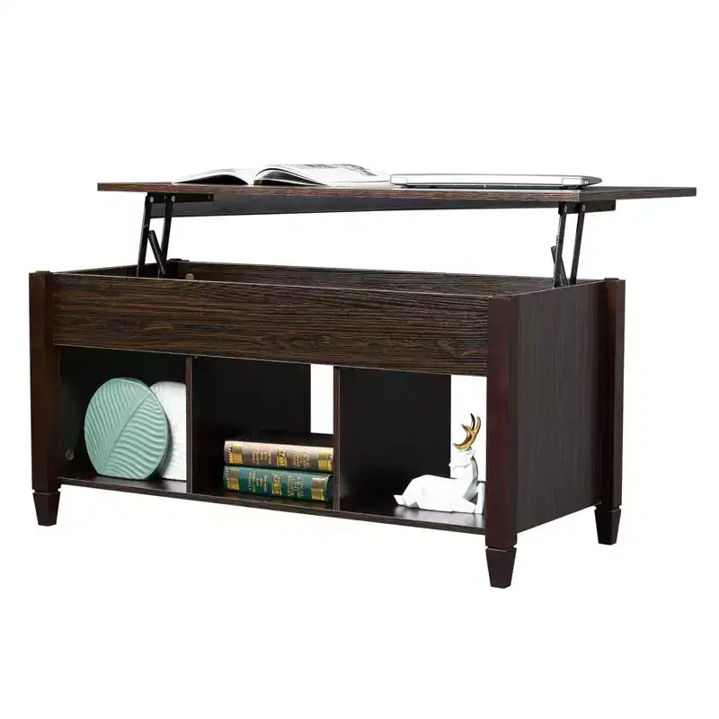 Karl Home Lift Top Coffee Table Modern Furniture Hidden Compartment and Lift Tabletop Brown