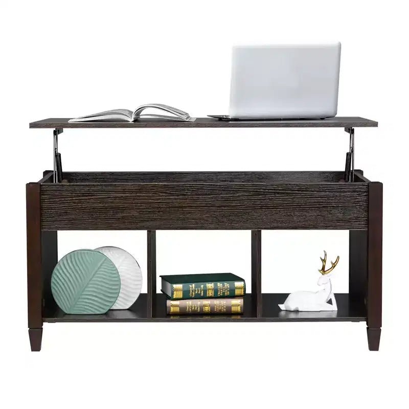 Karl Home Lift Top Coffee Table Modern Furniture Hidden Compartment and Lift Tabletop Brown