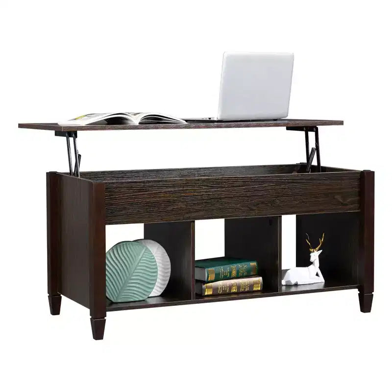 Karl Home Lift Top Coffee Table Modern Furniture Hidden Compartment and Lift Tabletop Brown