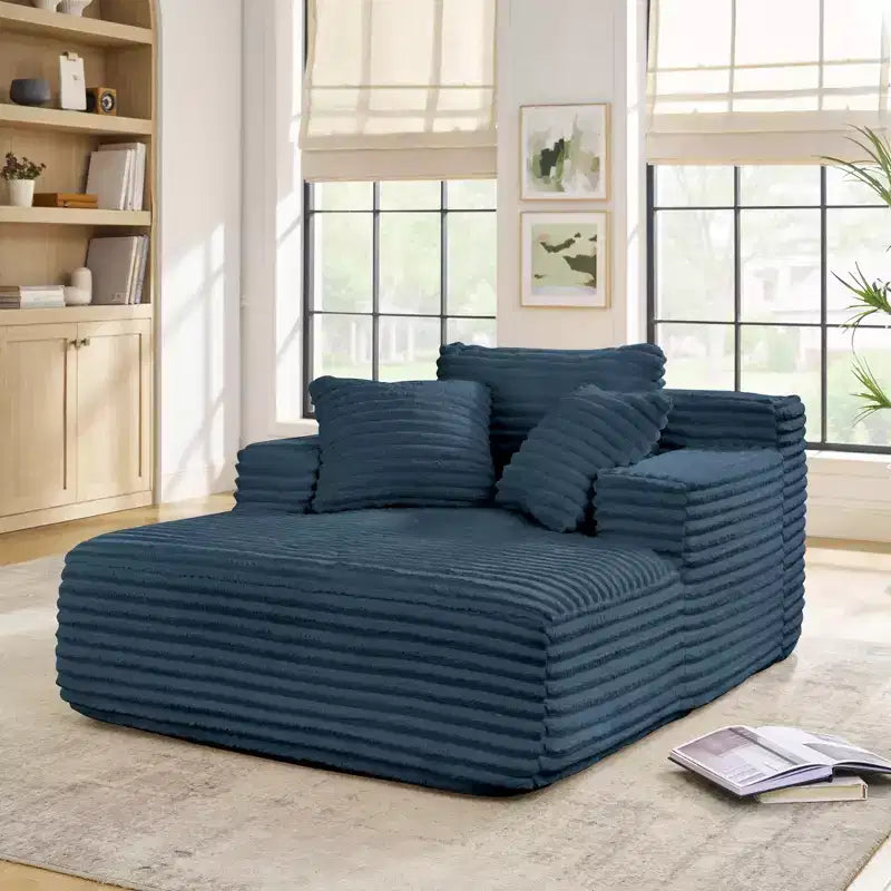 Okak Modern Comfy Chaise Lounge Sleeper Sofa Bed with Pillows,Corduroy Upholstered Deep Seat Futon Sofa Couch for Living Room