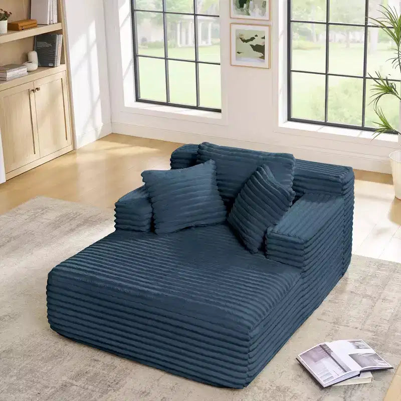 Okak Modern Comfy Chaise Lounge Sleeper Sofa Bed with Pillows,Corduroy Upholstered Deep Seat Futon Sofa Couch for Living Room
