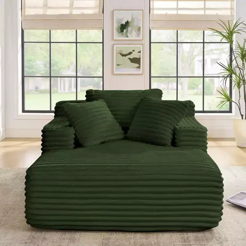 Okak Modern Comfy Chaise Lounge Sleeper Sofa Bed with Pillows,Corduroy Upholstered Deep Seat Futon Sofa Couch for Living Room