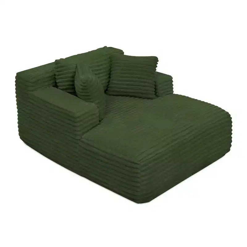 Okak Modern Comfy Chaise Lounge Sleeper Sofa Bed with Pillows,Corduroy Upholstered Deep Seat Futon Sofa Couch for Living Room