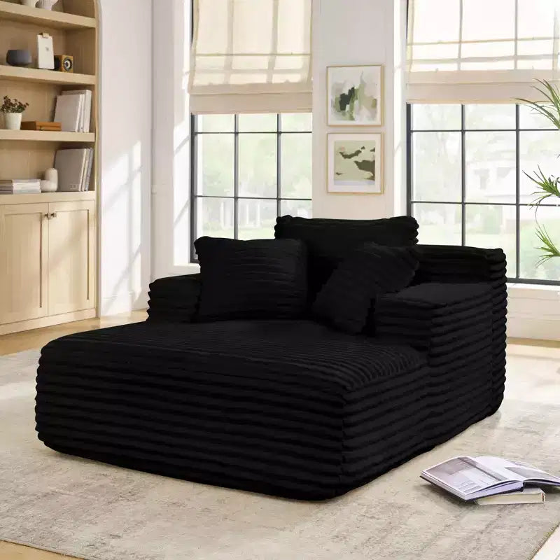 Okak Modern Comfy Chaise Lounge Sleeper Sofa Bed with Pillows,Corduroy Upholstered Deep Seat Futon Sofa Couch for Living Room