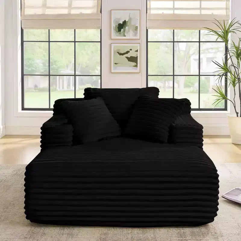Okak Modern Comfy Chaise Lounge Sleeper Sofa Bed with Pillows,Corduroy Upholstered Deep Seat Futon Sofa Couch for Living Room