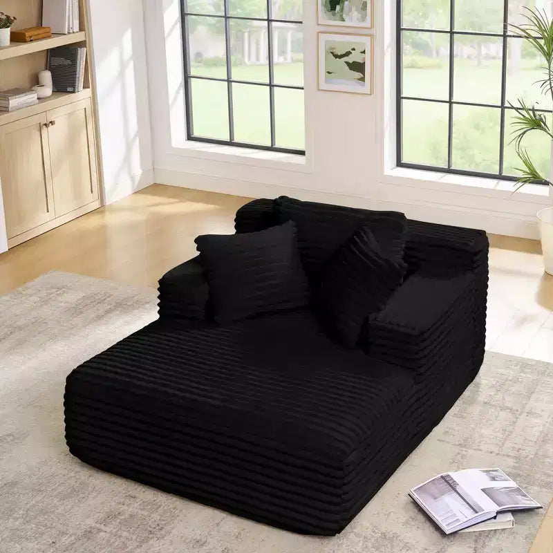 Okak Modern Comfy Chaise Lounge Sleeper Sofa Bed with Pillows,Corduroy Upholstered Deep Seat Futon Sofa Couch for Living Room