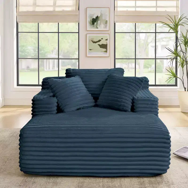 Okak Modern Comfy Chaise Lounge Sleeper Sofa Bed with Pillows,Corduroy Upholstered Deep Seat Futon Sofa Couch for Living Room