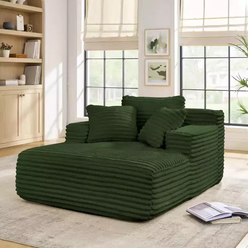 Okak Modern Comfy Chaise Lounge Sleeper Sofa Bed with Pillows,Corduroy Upholstered Deep Seat Futon Sofa Couch for Living Room