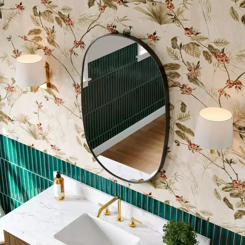 24x36Matte Oval Rectangle Bathroom Vanity Mirror, Over-Sink Wall Mirror with HD Tempered Glass and Rust-Resistant Aluminum Frame