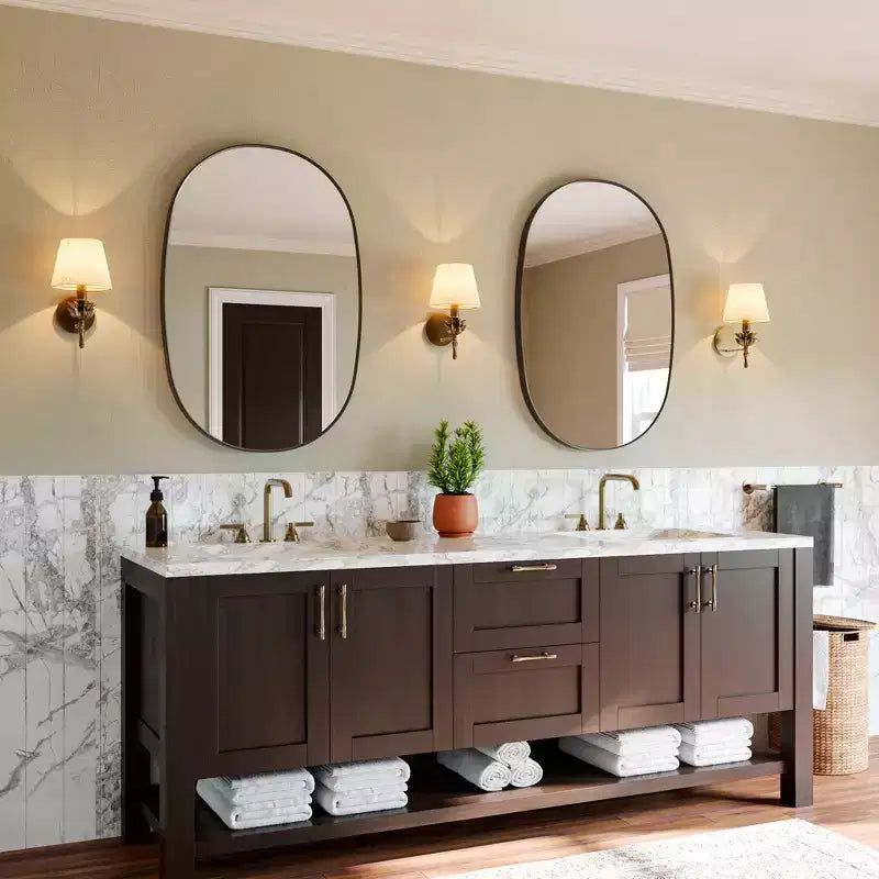 24x36Matte Oval Rectangle Bathroom Vanity Mirror, Over-Sink Wall Mirror with HD Tempered Glass and Rust-Resistant Aluminum Frame
