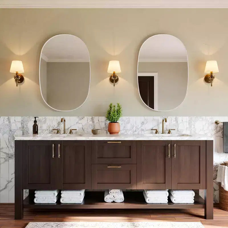 24x36Matte Oval Rectangle Bathroom Vanity Mirror, Over-Sink Wall Mirror with HD Tempered Glass and Rust-Resistant Aluminum Frame