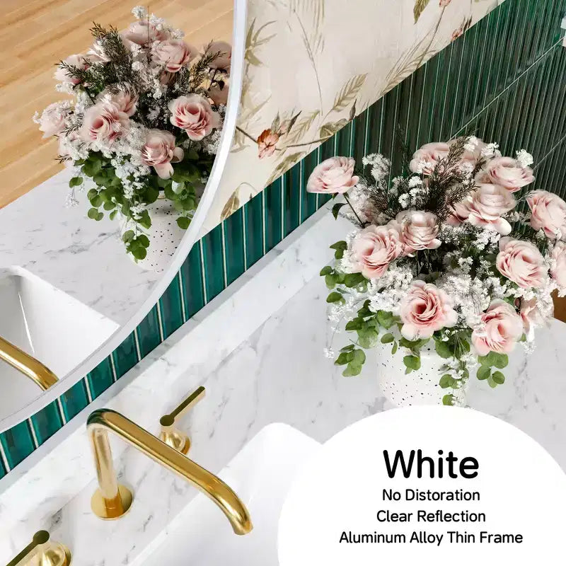 24x36Matte Oval Rectangle Bathroom Vanity Mirror, Over-Sink Wall Mirror with HD Tempered Glass and Rust-Resistant Aluminum Frame