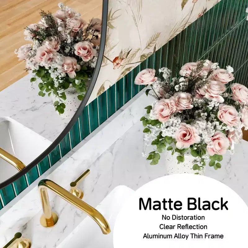 24x36Matte Oval Rectangle Bathroom Vanity Mirror, Over-Sink Wall Mirror with HD Tempered Glass and Rust-Resistant Aluminum Frame