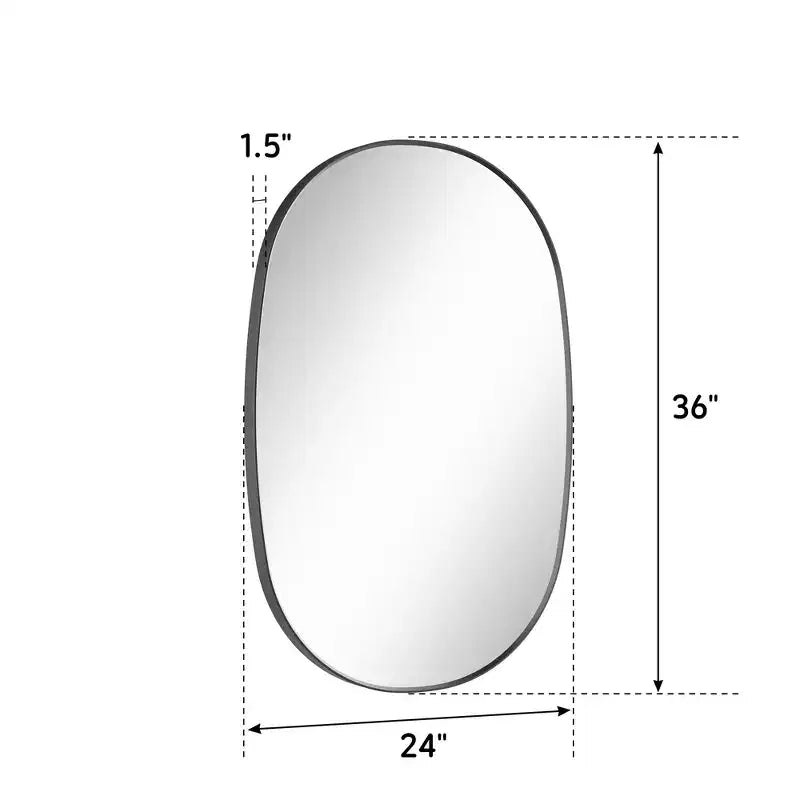 24x36Matte Oval Rectangle Bathroom Vanity Mirror, Over-Sink Wall Mirror with HD Tempered Glass and Rust-Resistant Aluminum Frame
