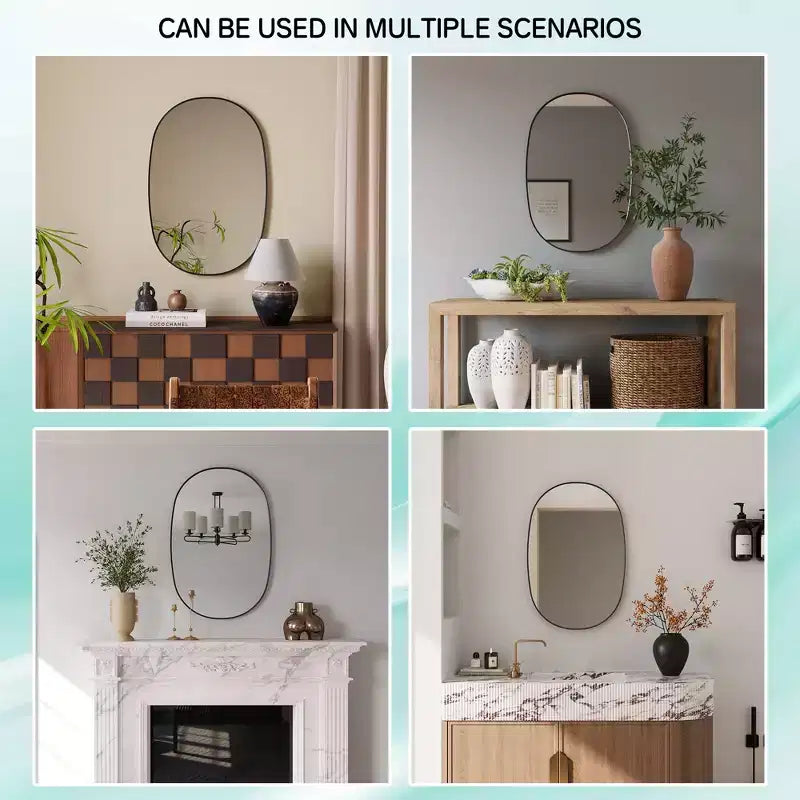 24x36Matte Oval Rectangle Bathroom Vanity Mirror, Over-Sink Wall Mirror with HD Tempered Glass and Rust-Resistant Aluminum Frame