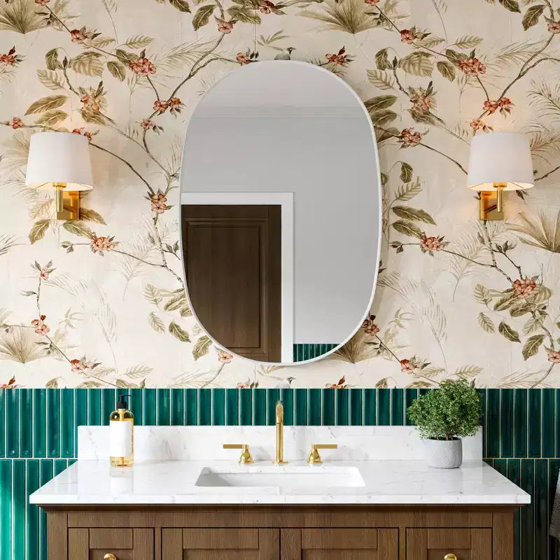 24x36Matte Oval Rectangle Bathroom Vanity Mirror, Over-Sink Wall Mirror with HD Tempered Glass and Rust-Resistant Aluminum Frame