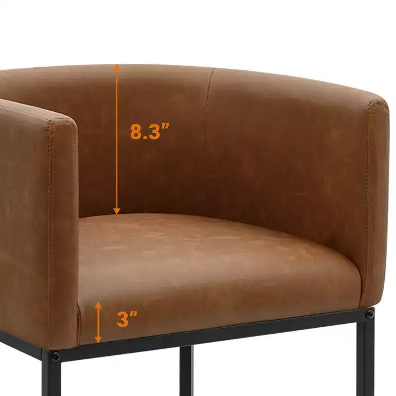 NEWLAYOUT Counter Height Bar Stools Set of 2, 24 Inch Seat Height Barstools for Dining Room, PU Leather Barstools