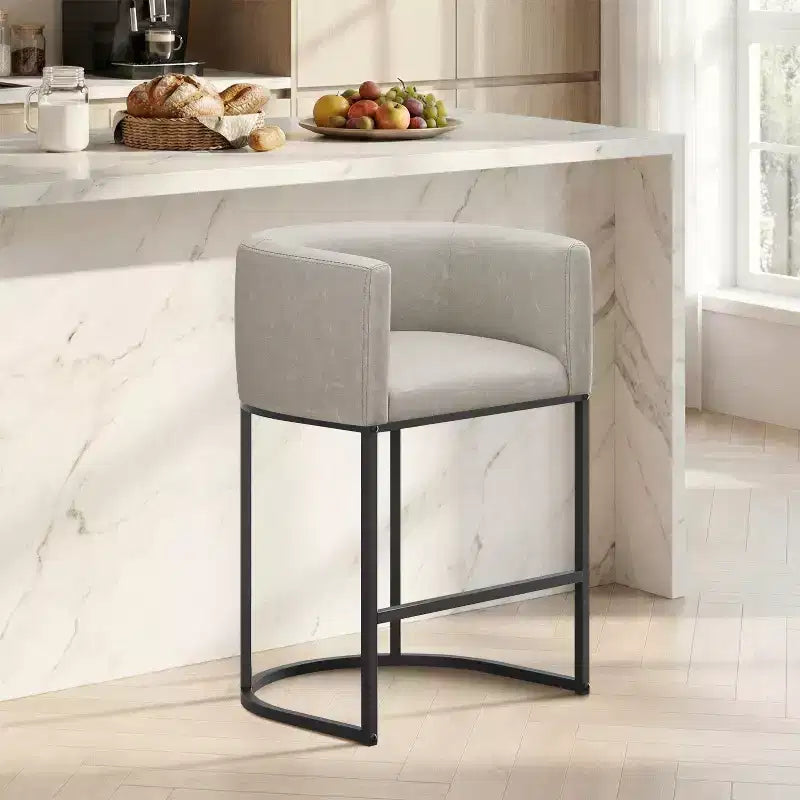 NEWLAYOUT Counter Height Bar Stools Set of 2, 24 Inch Seat Height Barstools for Dining Room, PU Leather Barstools