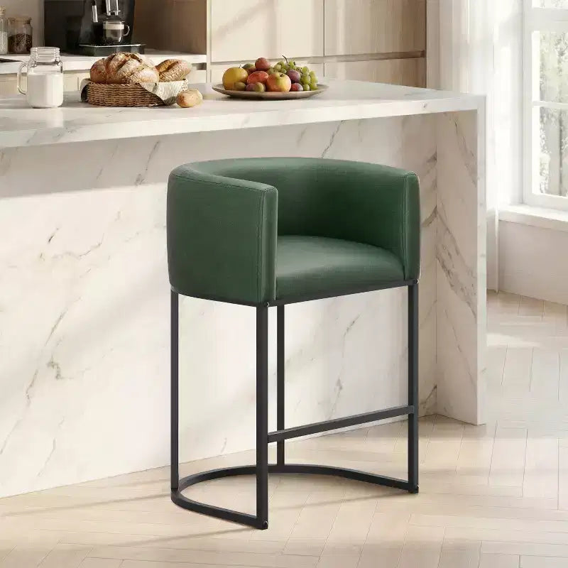 NEWLAYOUT Counter Height Bar Stools Set of 2, 24 Inch Seat Height Barstools for Dining Room, PU Leather Barstools