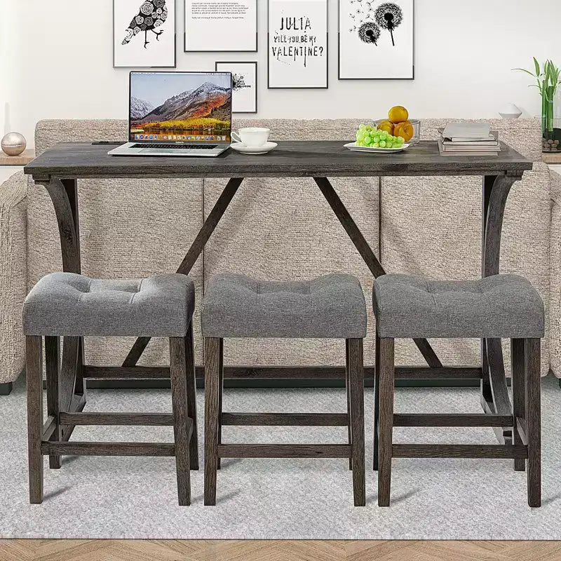 GDFStudio Kittson 4-Piece Bar Table Set with Power Outlet