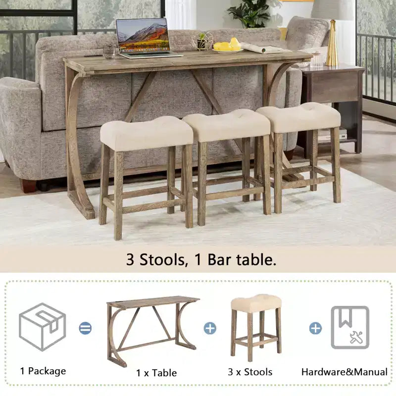 GDFStudio Kittson 4-Piece Bar Table Set with Power Outlet
