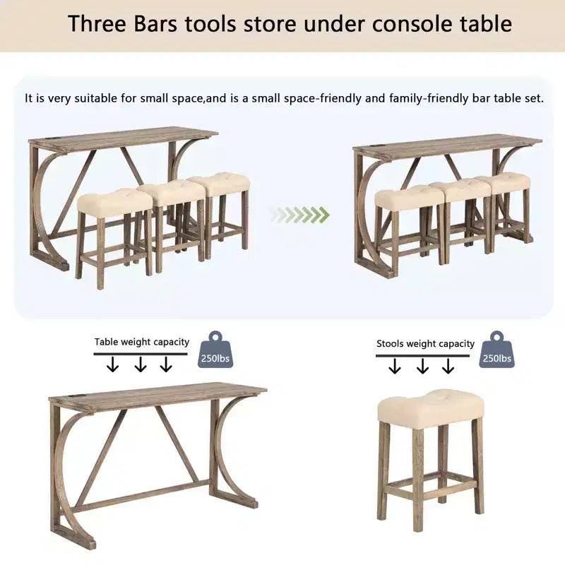 GDFStudio Kittson 4-Piece Bar Table Set with Power Outlet