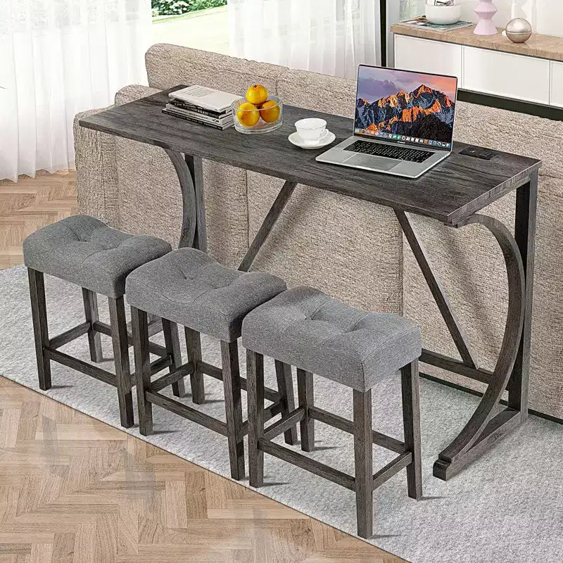 GDFStudio Kittson 4-Piece Bar Table Set with Power Outlet