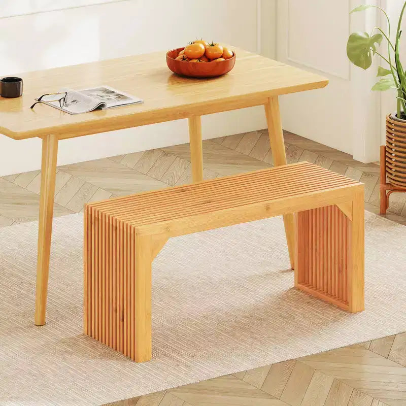 Costway 1/2 PCS Bamboo Dining Bench 36 Long Entryway Bench Indoor Outdoor Solid Wood Bench