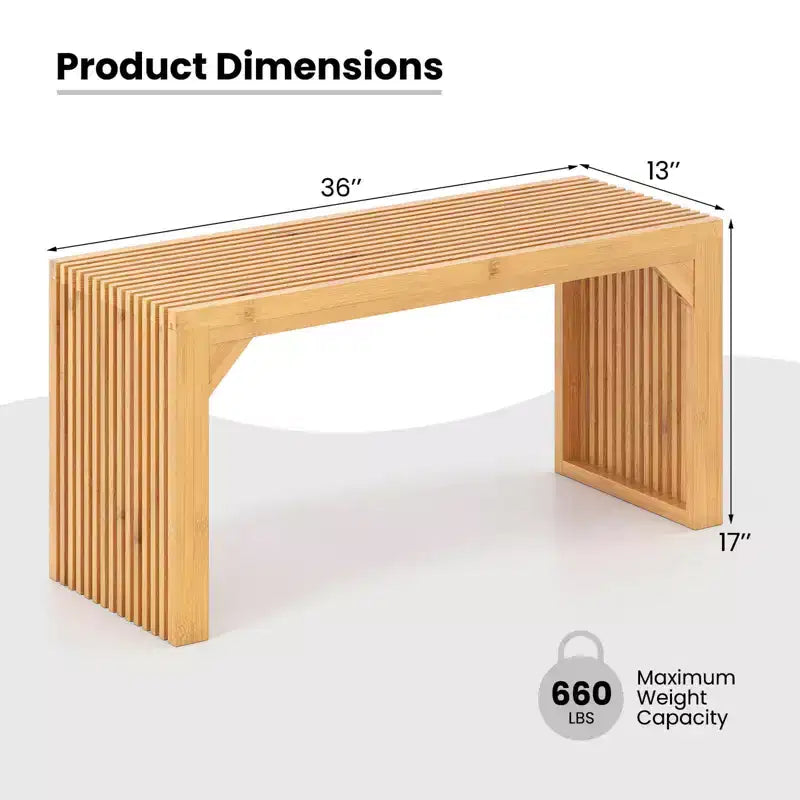 Costway 1/2 PCS Bamboo Dining Bench 36 Long Entryway Bench Indoor Outdoor Solid Wood Bench
