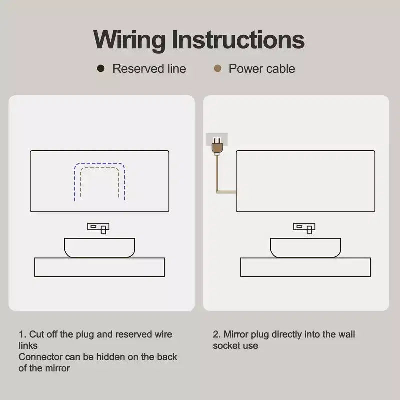 Whisen LED Bathroom Wall Mirror with Aluminum Alloy Frame and Defogging Function, Temperature & Time Display - Black