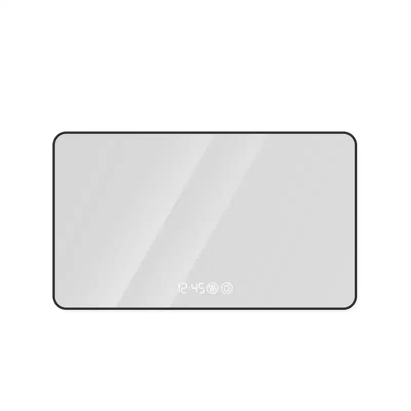 Whisen LED Bathroom Wall Mirror with Aluminum Alloy Frame and Defogging Function, Temperature & Time Display - Black