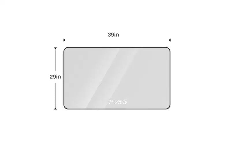 Whisen LED Bathroom Wall Mirror with Aluminum Alloy Frame and Defogging Function, Temperature & Time Display - Black