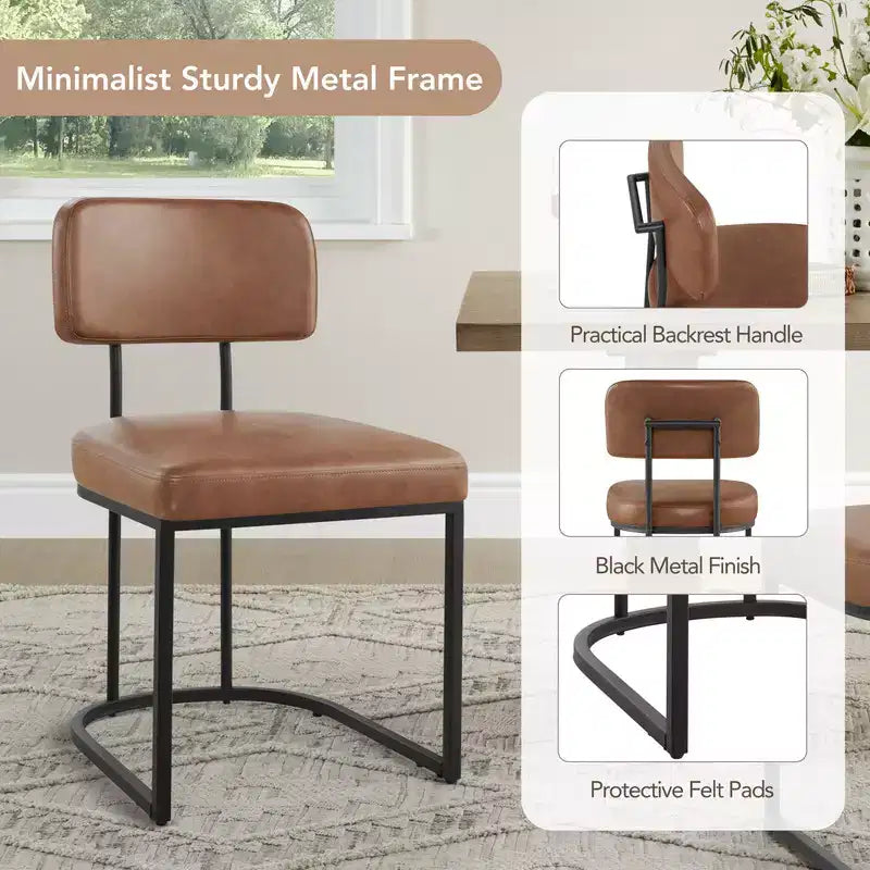 Spruce&Spring Metal Dining Chair with Brass or Black Frame