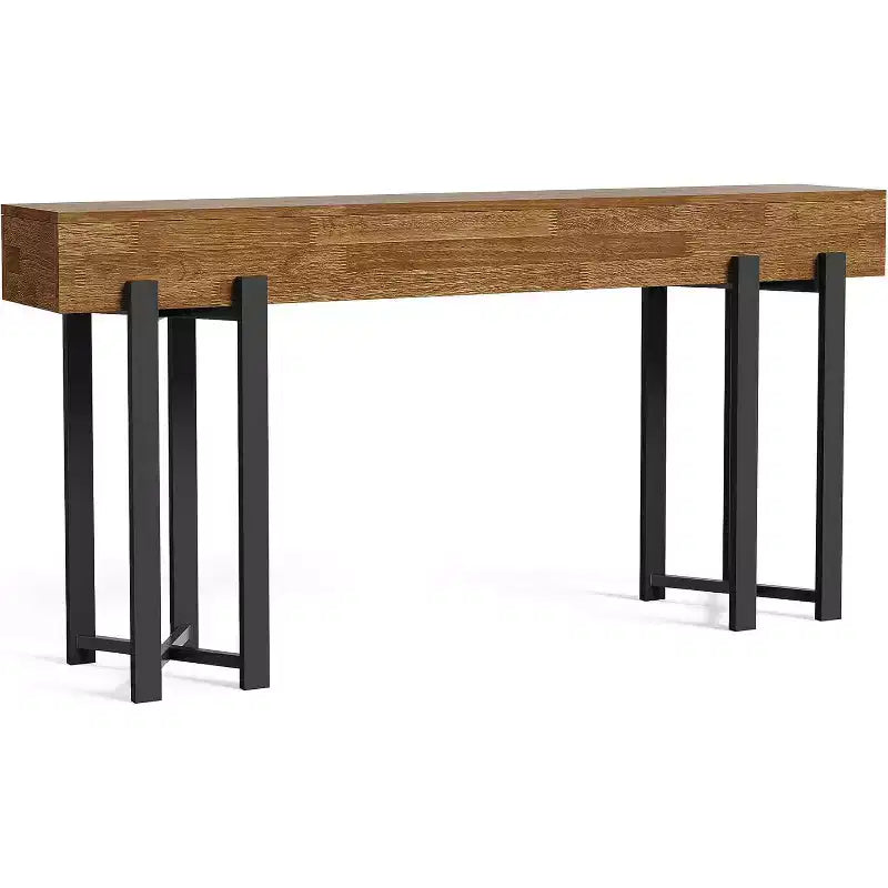 Lantine 63Console Table for Entryway, Farmhouse Behind Couch Table, Sofa Table with Black Metal Frame for Living Room, Oak