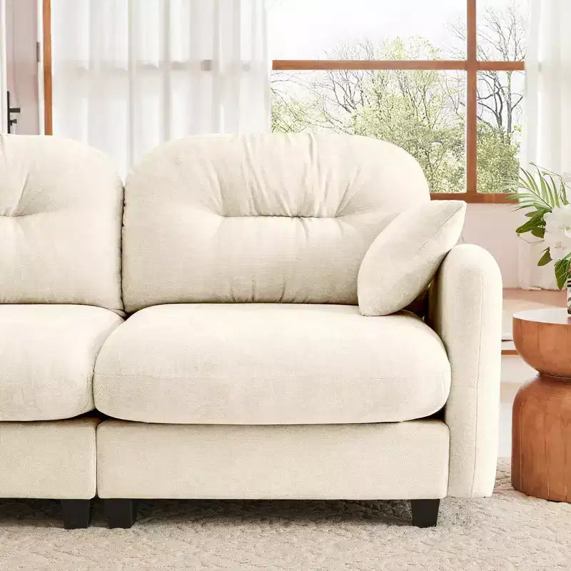 Cloud L-Shaped Sectional & Ottoman  Plush Chenille, Tufted High-Density Foam, Compact Corner Sofa for Living